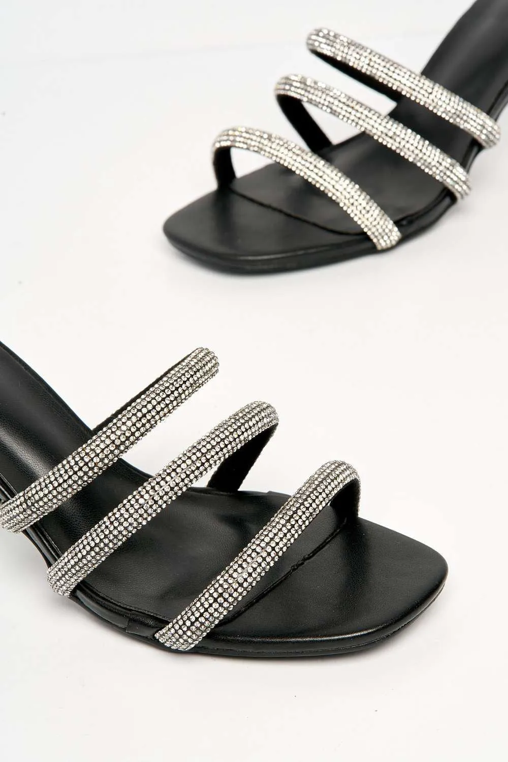 Andrena 3 Strap Diamante Mule in Black