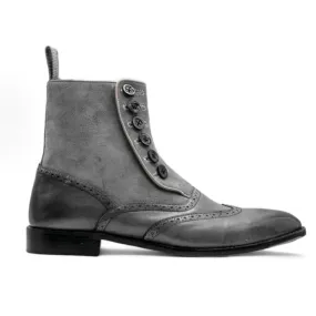 Ankle High Grey Button Boots
