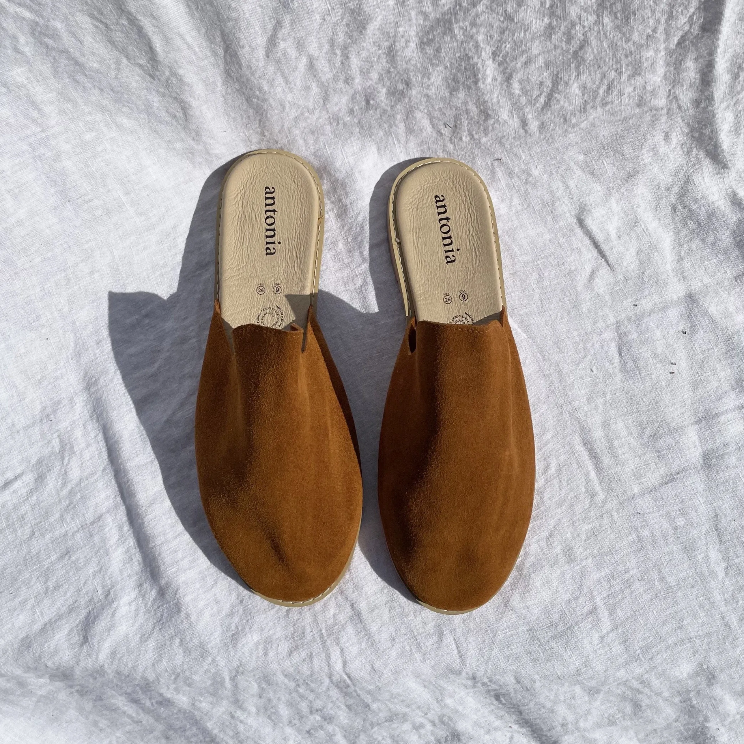 Antonia Suede Slide- GOLDEN POPPY