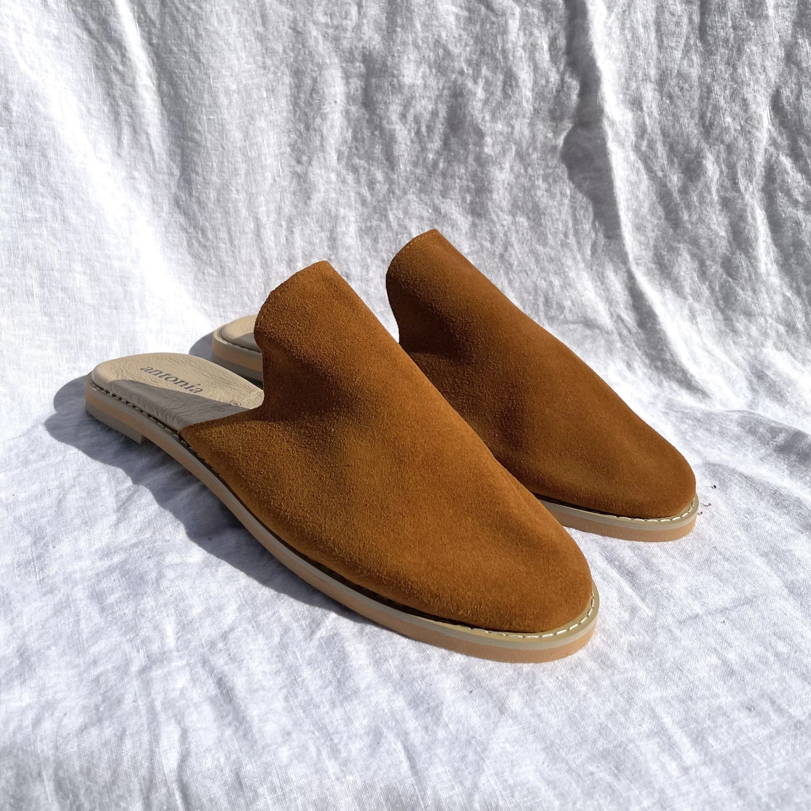 Antonia Suede Slide- GOLDEN POPPY