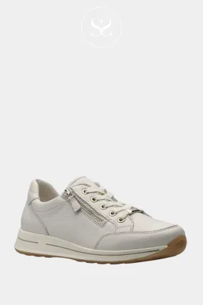 ARA 12-24801 CREAM LEATHER WEDGE TRAINERS