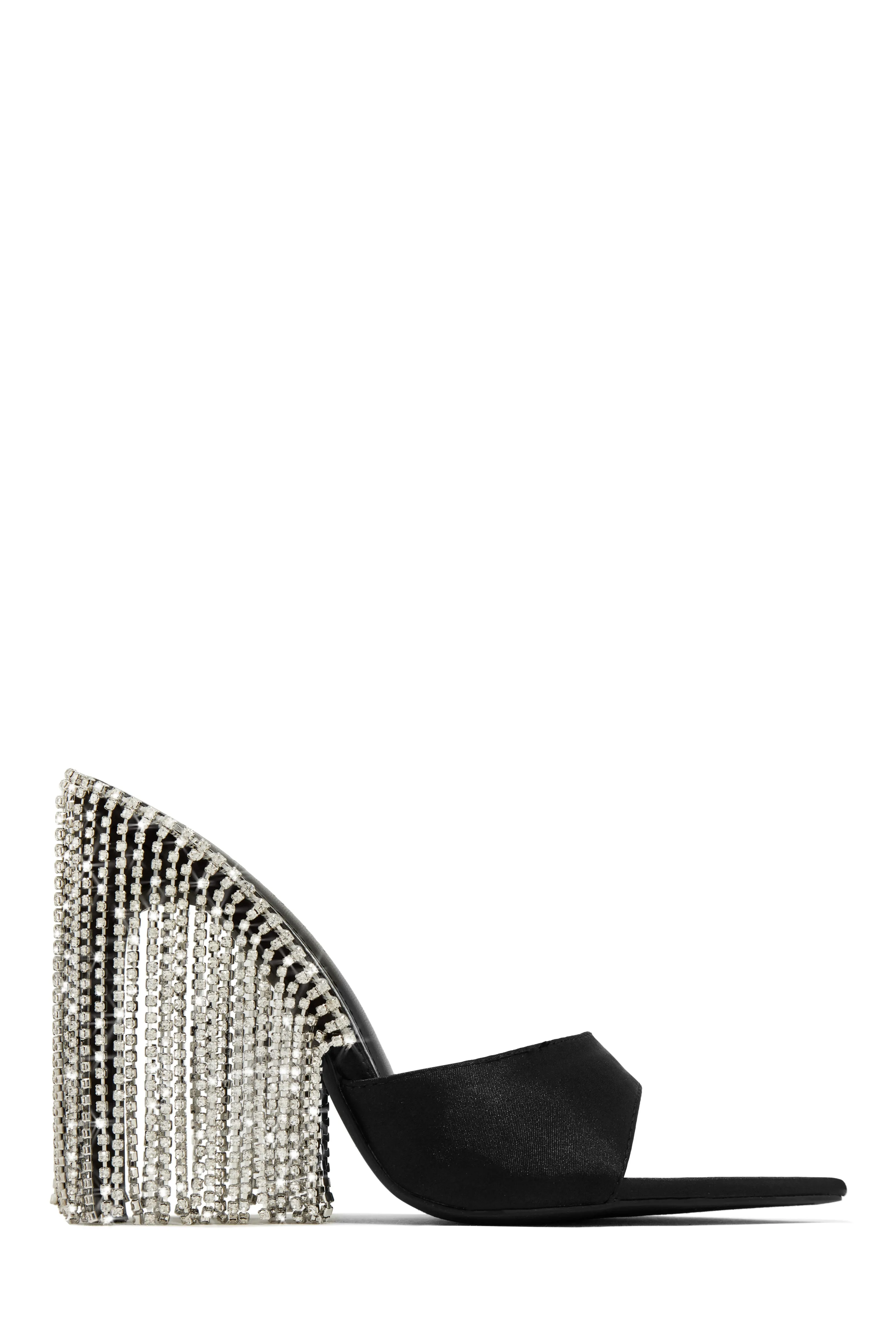 Atelier Dangle Embellished High Heel Mules - Silver