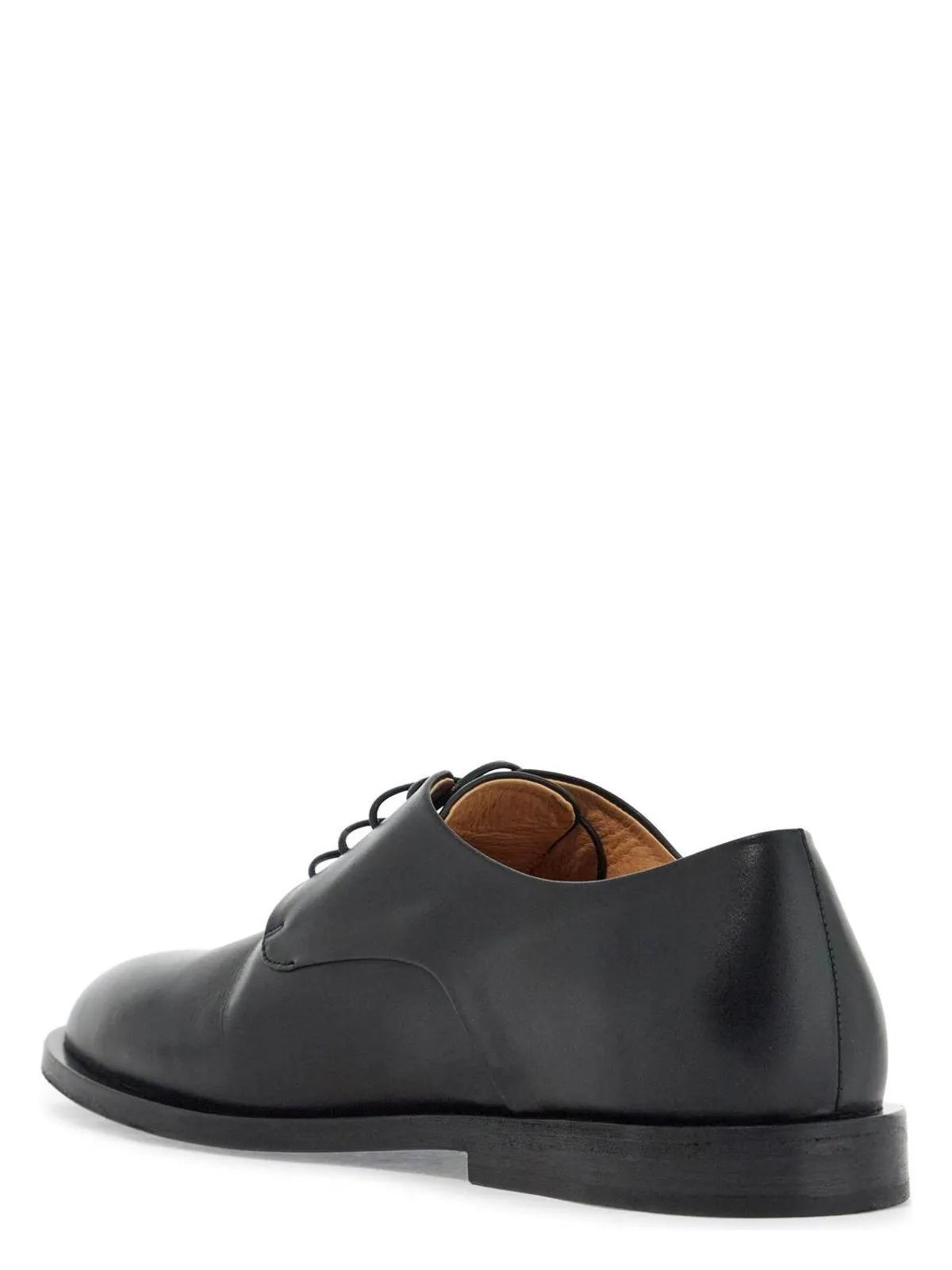 BLACK CALF LEATHER DERBY SHOES WITH GLOSSY FINISH
