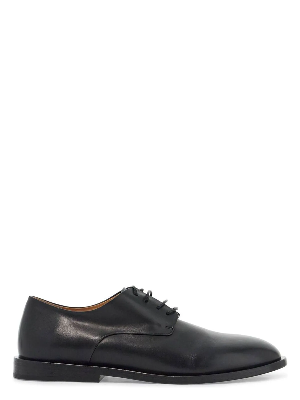 BLACK CALF LEATHER DERBY SHOES WITH GLOSSY FINISH