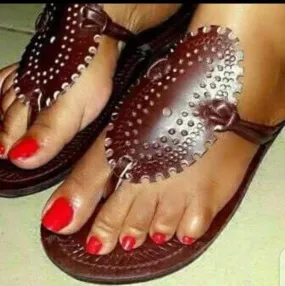 Brown leather handmade sandals with free shipping world wide