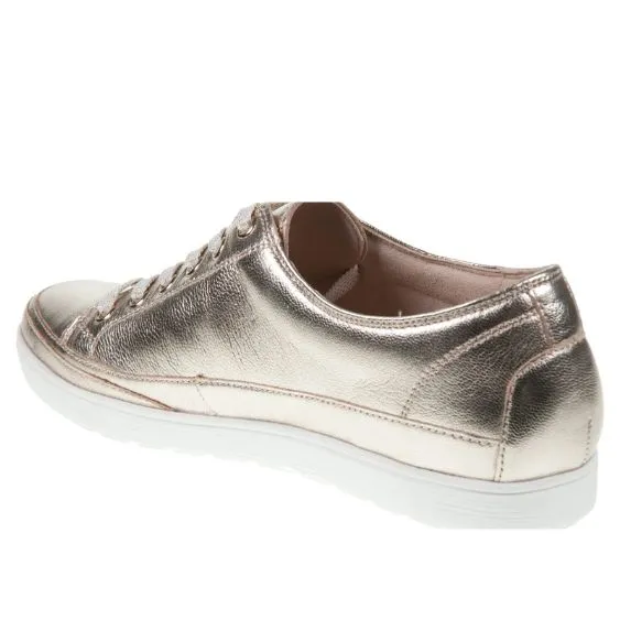 Caprice Leather Trainer in Metallic Platin Gold