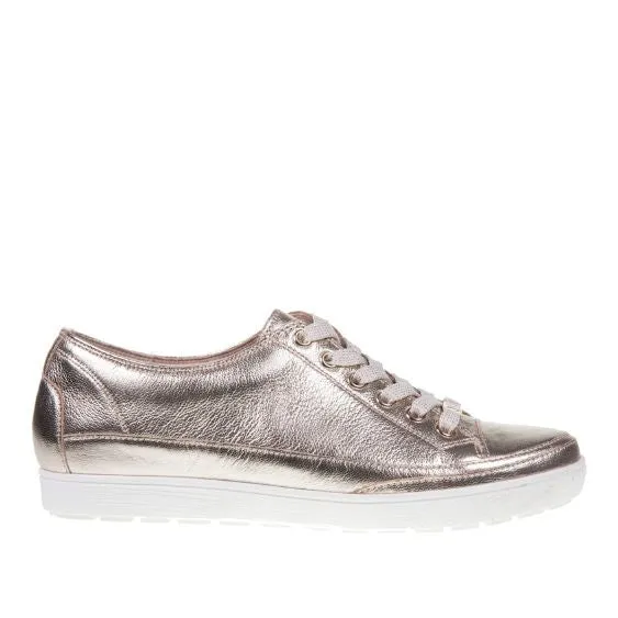 Caprice Leather Trainer in Metallic Platin Gold
