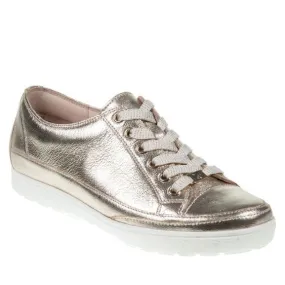 Caprice Leather Trainer in Metallic Platin Gold