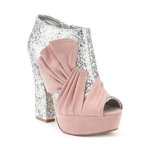 Charlotte Russe Pink Glitter Bootie