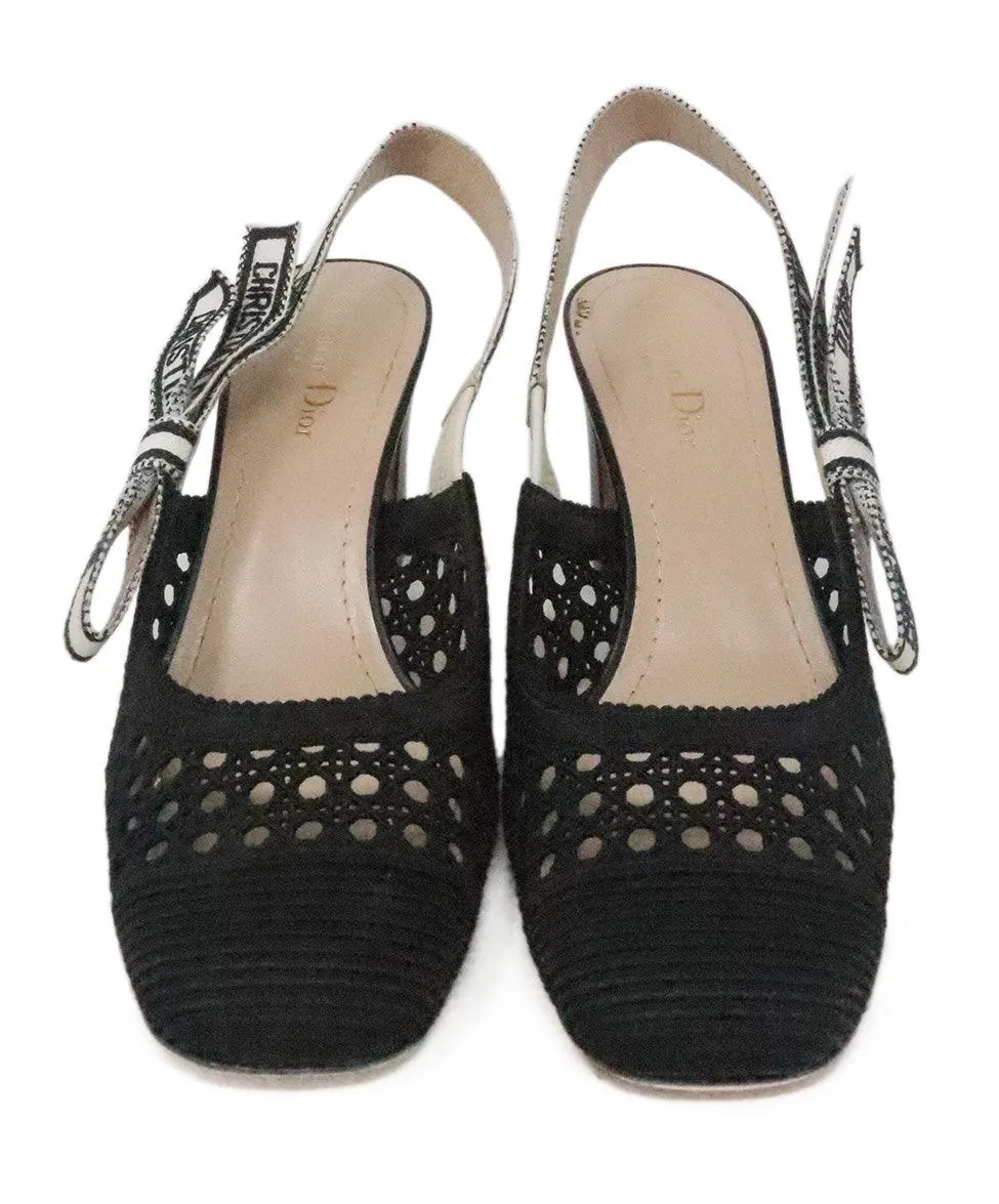 Christian Dior B&W Canvas Heels sz 9