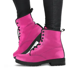 Combat Boots - Dark Pink | Pink Flat Boots, Vegan Leather Lace Up Boots Women, Handmade Lace Up Boots, Women's Boots, Custom Shoes