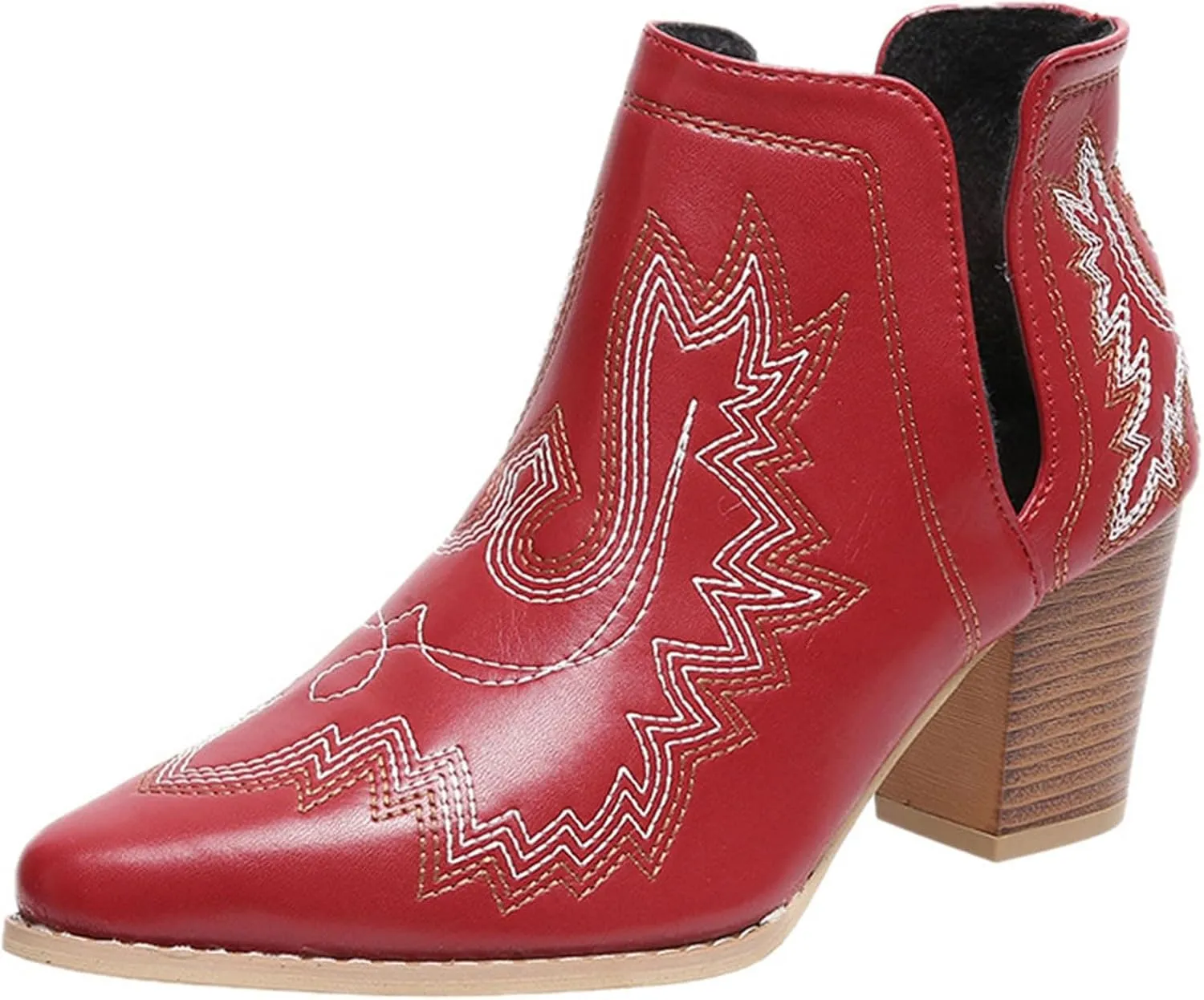 Cowboy Boots for Women Western Durable Cowboy Boots Comfortable Faux Leather Booties Stack Heel Ankle Style Cowgirl Boots