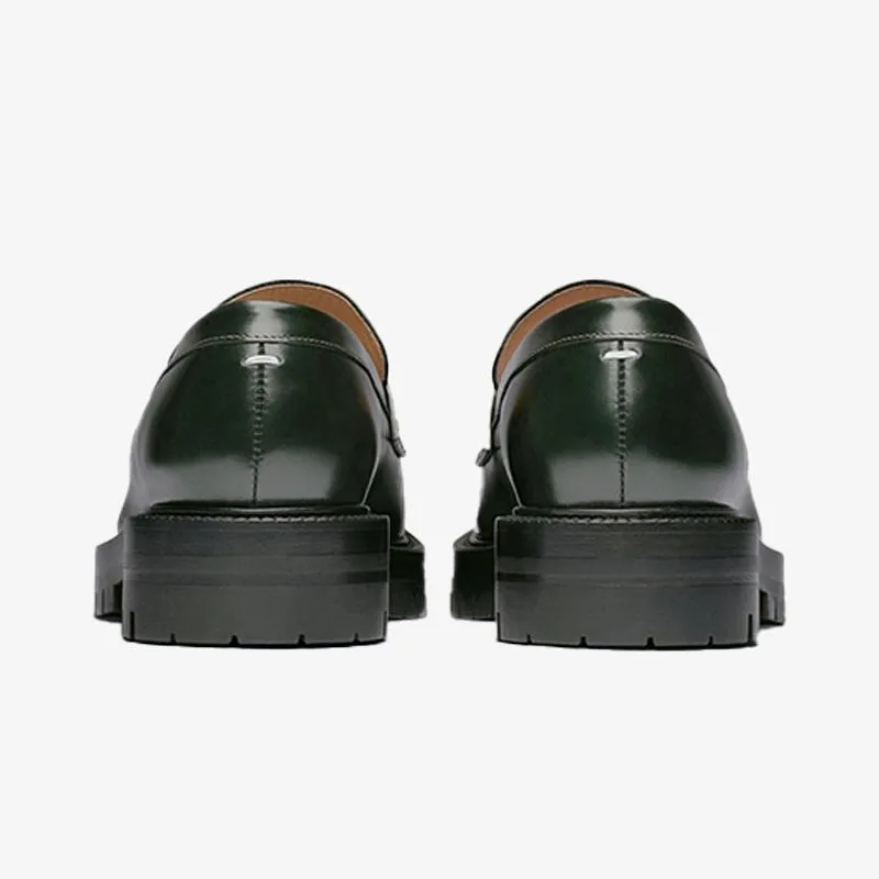 Dark Green Calfskin Chunky Sole Loafers