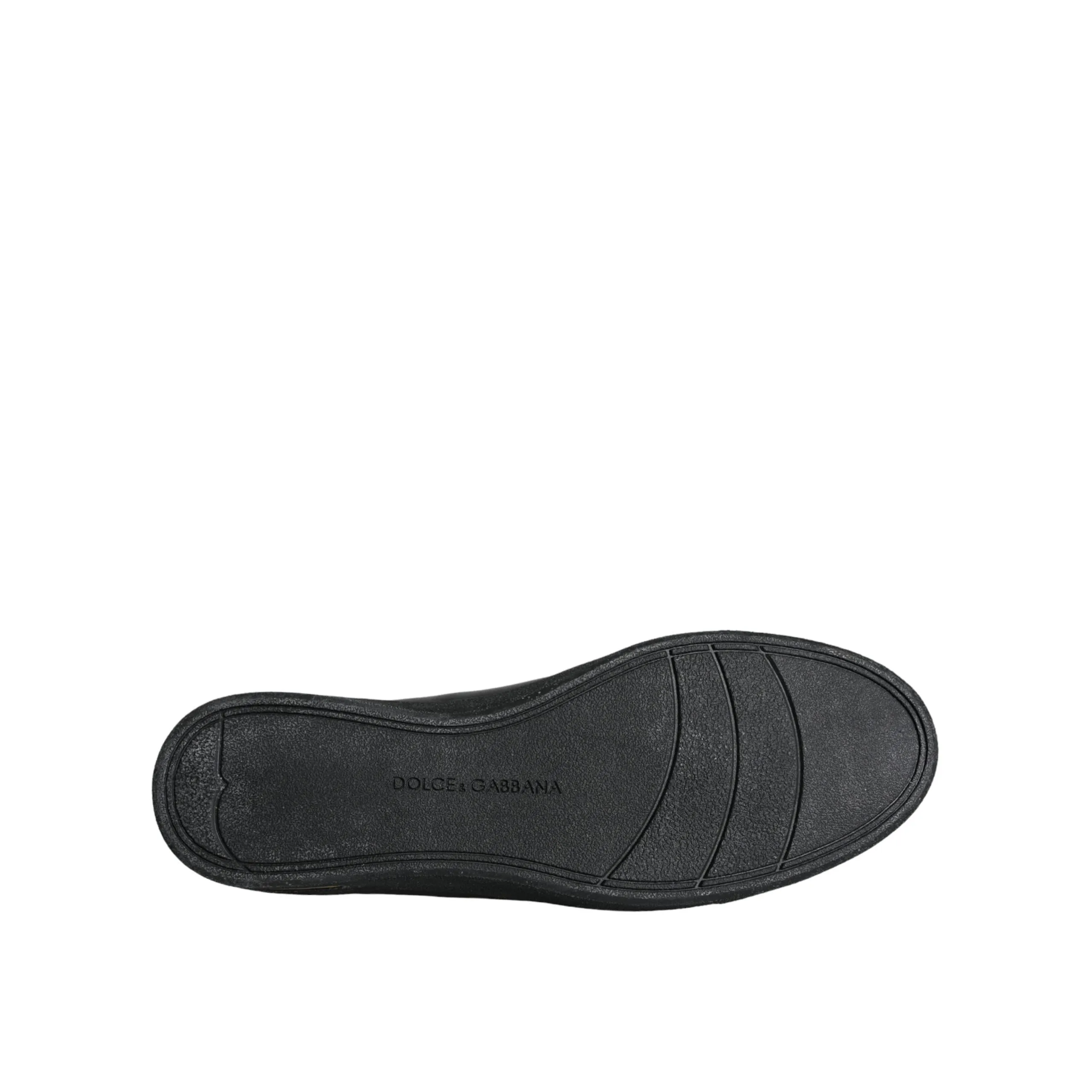 Dolce & Gabbana Black Gold Leather Classic Sneakers Shoes