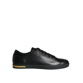 Dolce & Gabbana Black Gold Leather Classic Sneakers Shoes