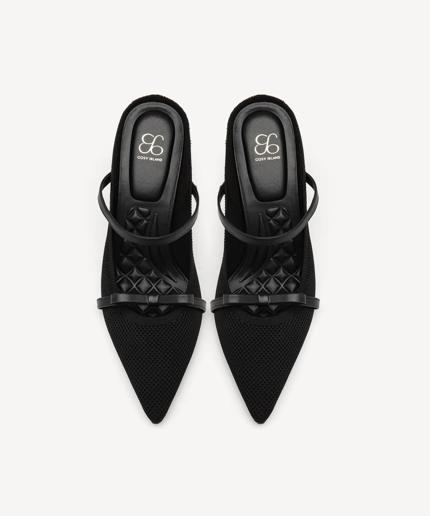 Elegant Bow Pointed Toe Heeled Mules