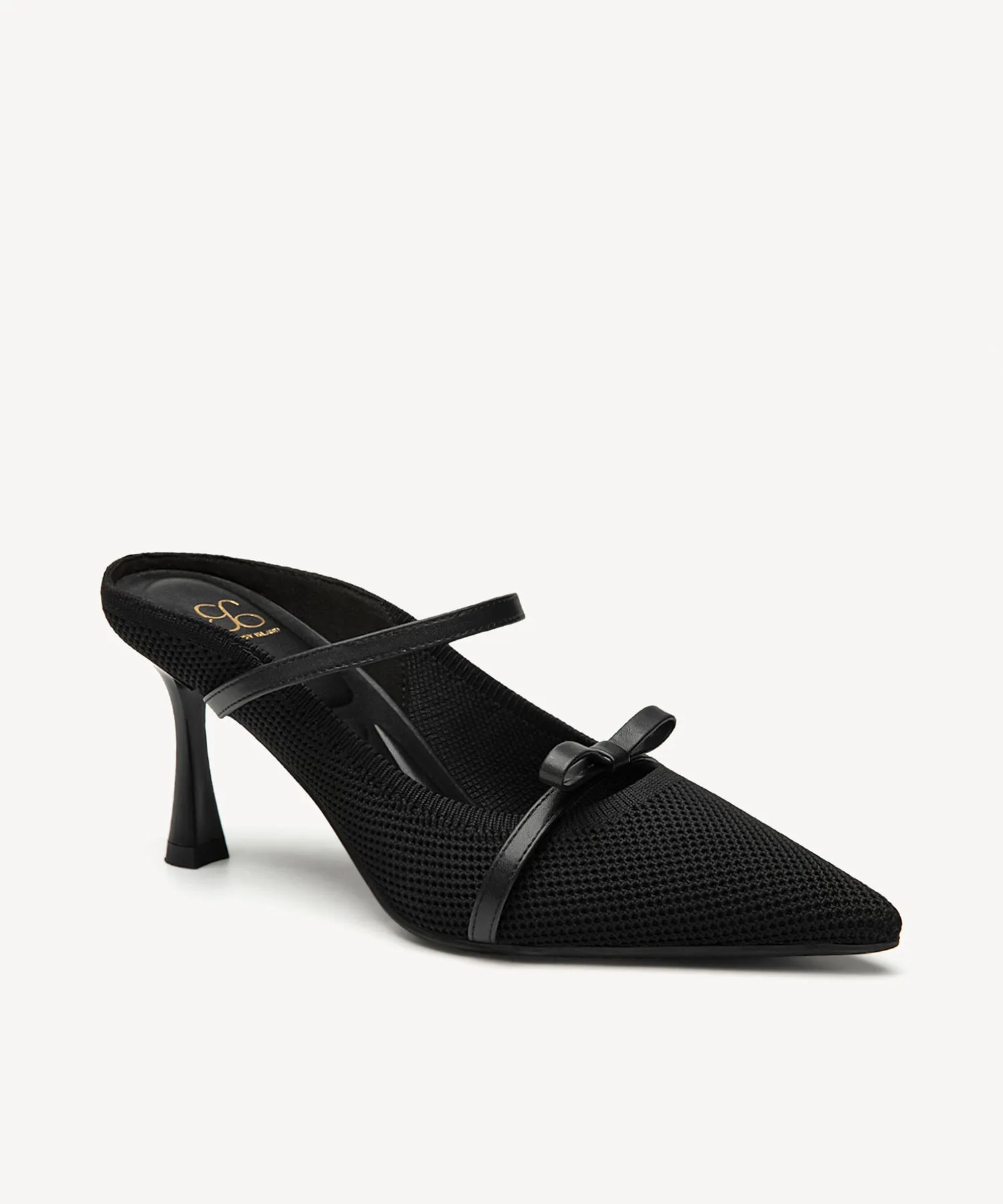 Elegant Bow Pointed Toe Heeled Mules