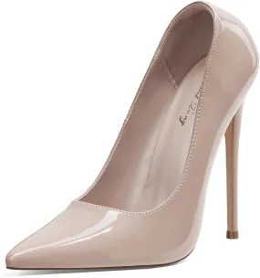 Elisabet Tang Women Pumps 12cm/4.7 Inch Stiletto Heels Pumps Pointed Toe Patent Leather Slip On High Heel Evening Party Dress Shoes