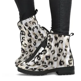 Fashion Combat Boots - Distressed Cheetah Print #101 | Vegan Leather, Vegan Shoes, Custom Shoes Women, Women's Boots, Unisex Boots