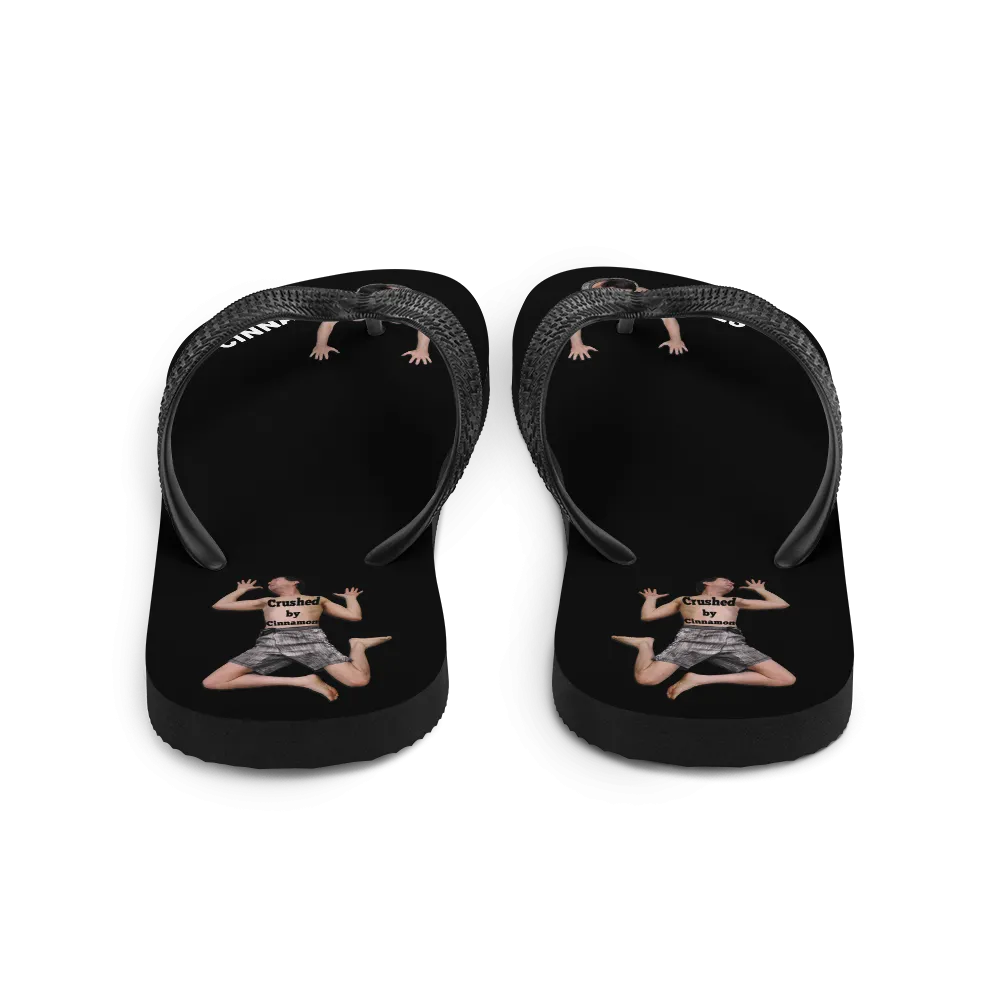 Flip flop sandals with men bowing down or flat under your heel for Cinnamon Feet