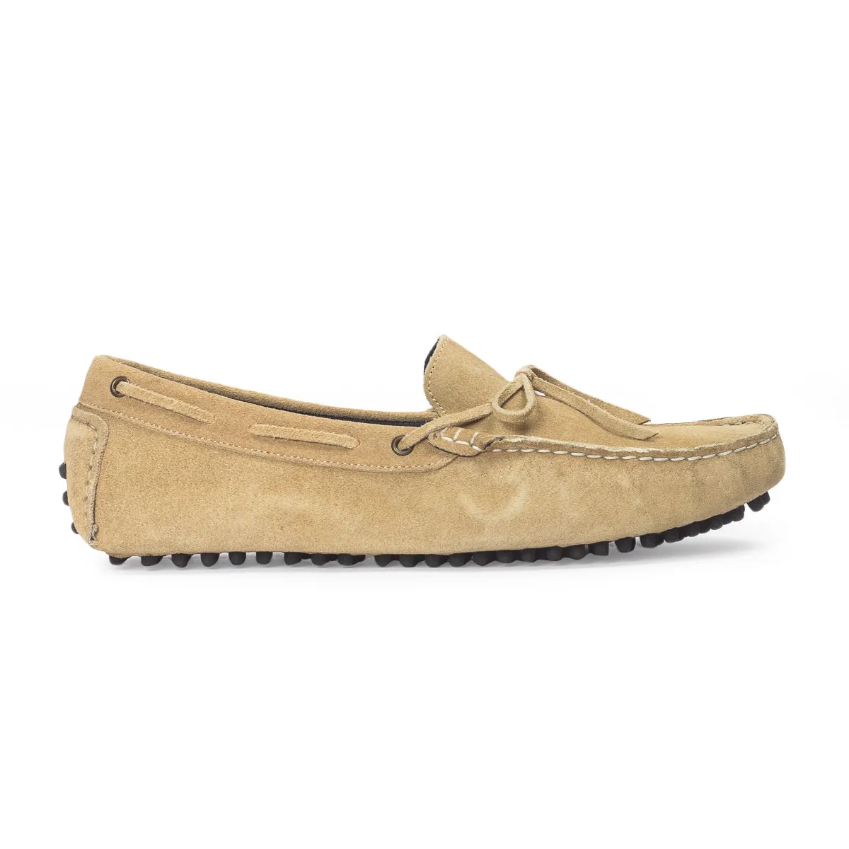 Gommino Suede Bow Loafers (Sand Beige)