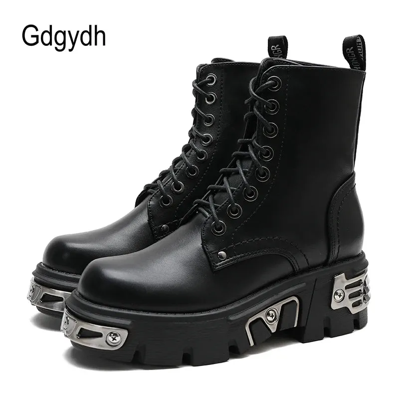 Gothic Punk Platform Ankle Boots - Edgy and Stylish
