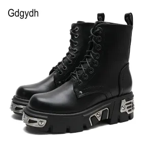 Gothic Punk Platform Ankle Boots - Edgy and Stylish