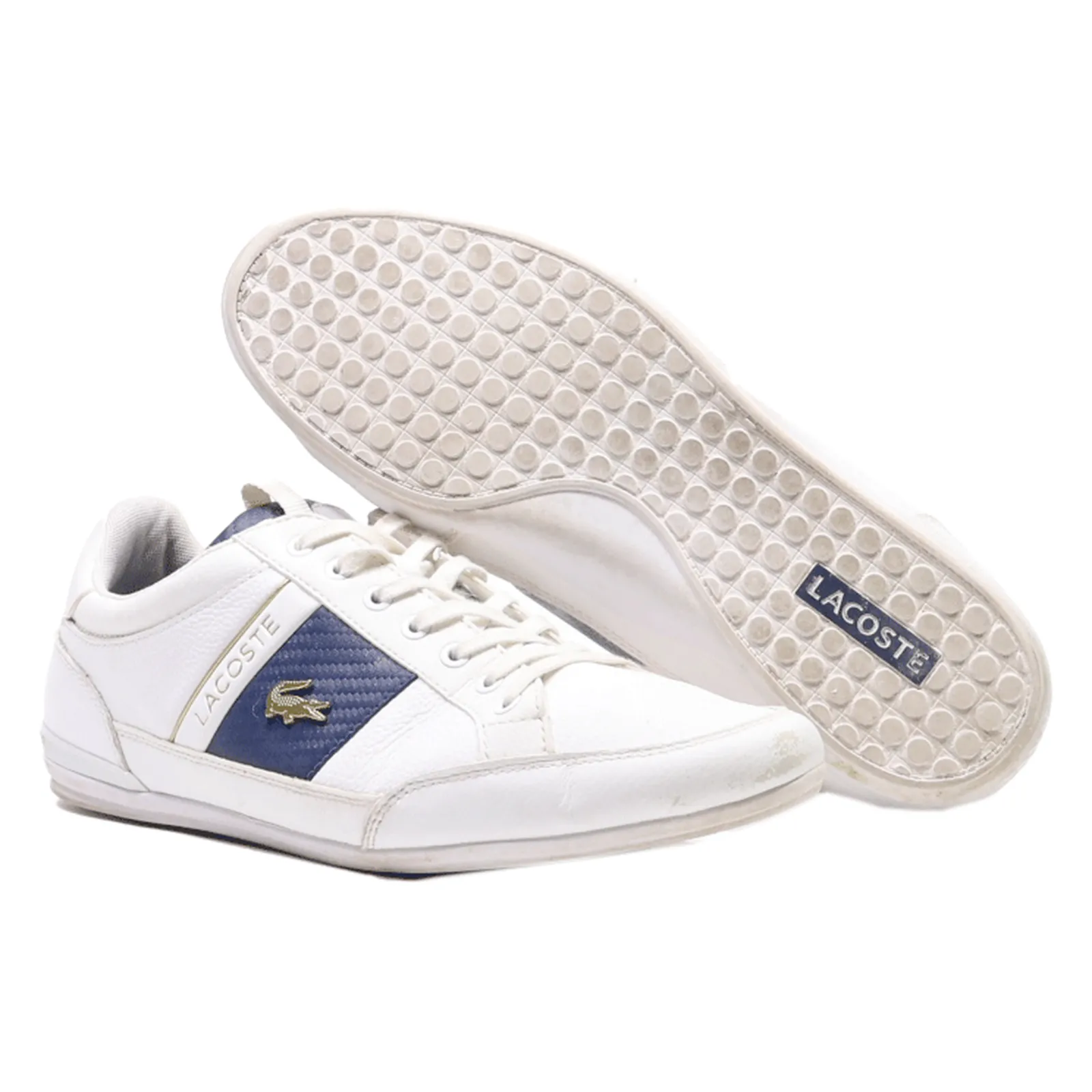 LACOSTE Sneaker Trainers White Leather Mens UK 8.5