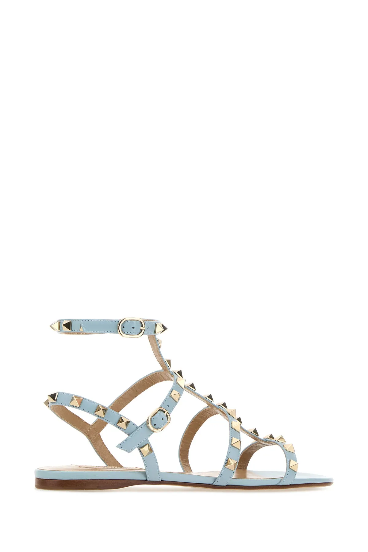 Light blue leather Rockstud sandals