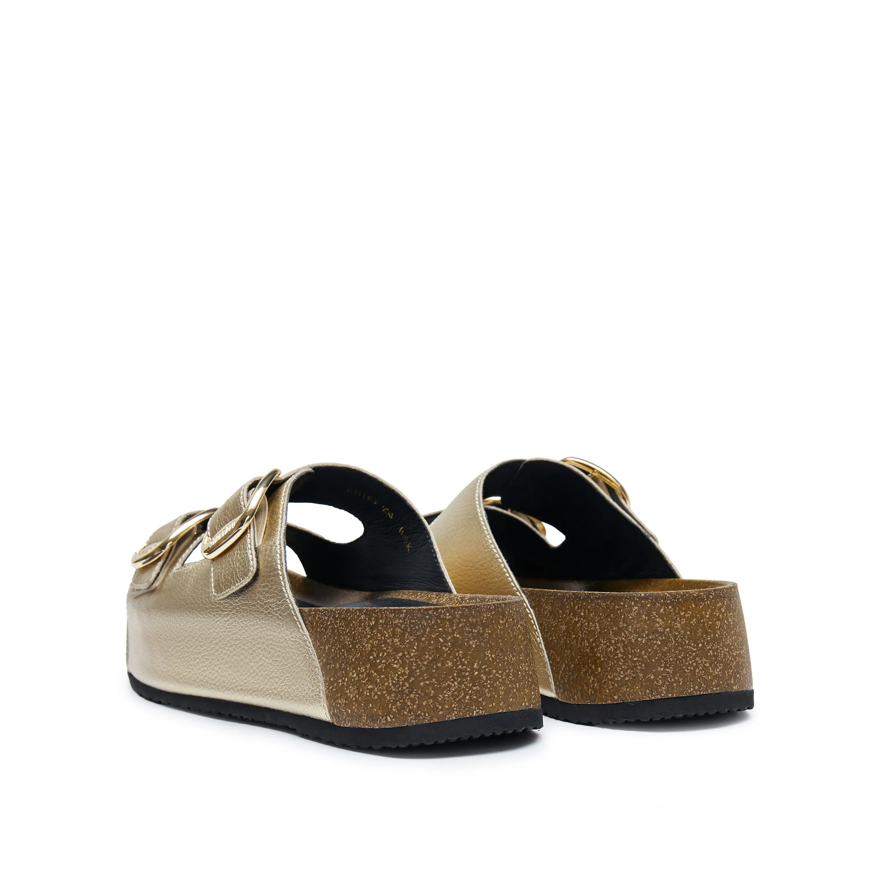 Light Gold Double strap Leather Sandals