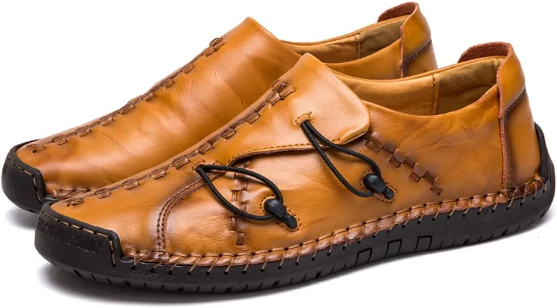 Men's Fashion Leather Casual Loafers Walking Driving Shoes Slip on Lightweight Breathable Sneaker