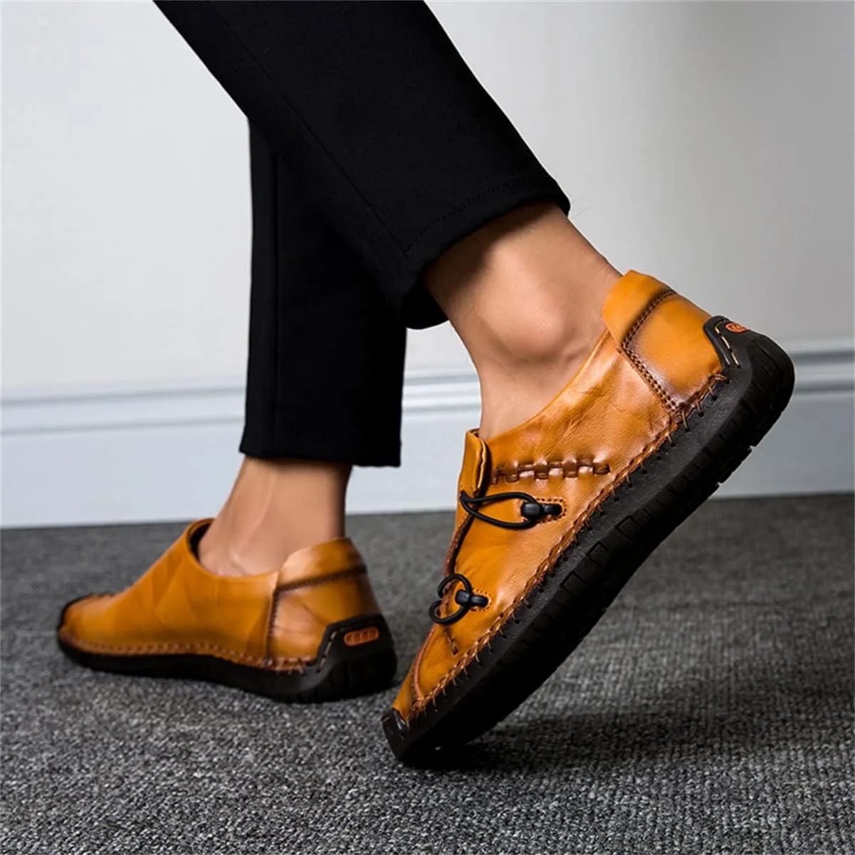 Men's Fashion Leather Casual Loafers Walking Driving Shoes Slip on Lightweight Breathable Sneaker