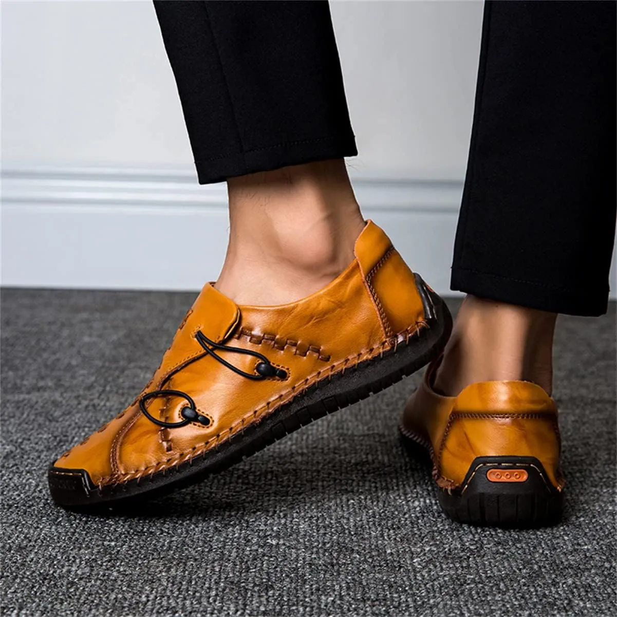 Men's Fashion Leather Casual Loafers Walking Driving Shoes Slip on Lightweight Breathable Sneaker