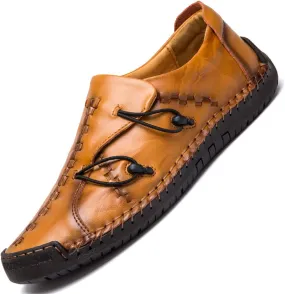 Men's Fashion Leather Casual Loafers Walking Driving Shoes Slip on Lightweight Breathable Sneaker