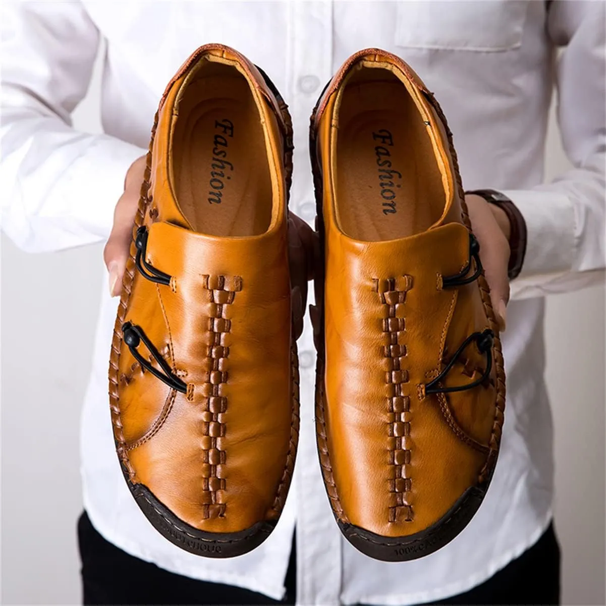 Men's Fashion Leather Casual Loafers Walking Driving Shoes Slip on Lightweight Breathable Sneaker
