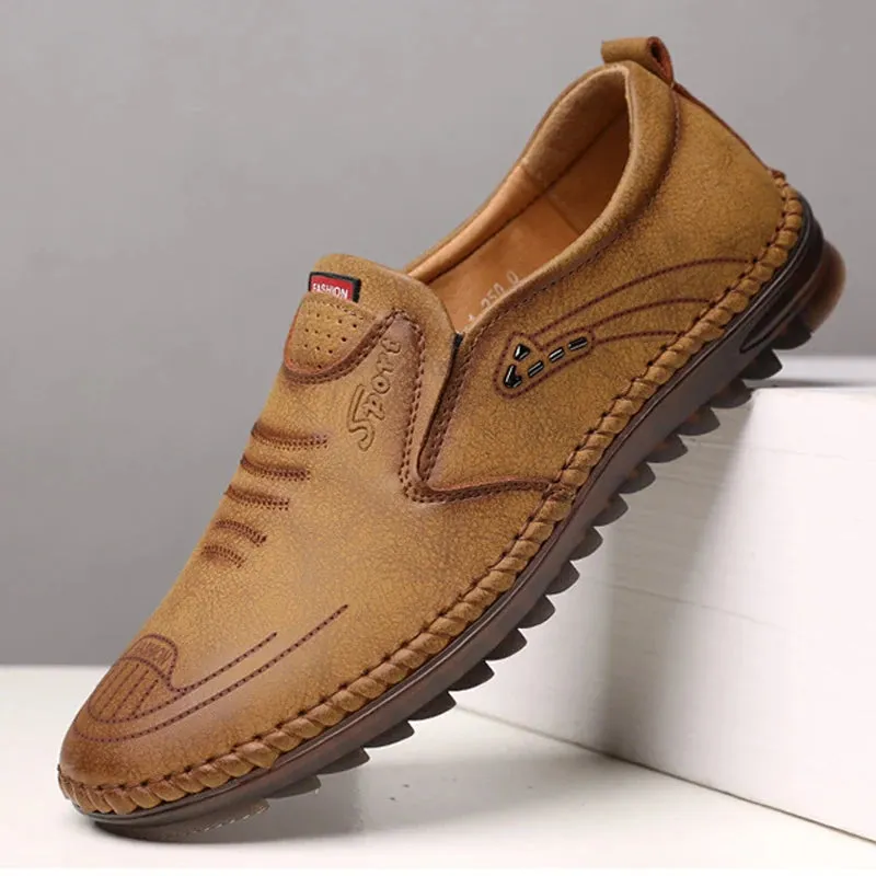 Men's Spring Casual Shoes: Breathable, Solid Colors, Soft Flats, Pu Leather Loafers