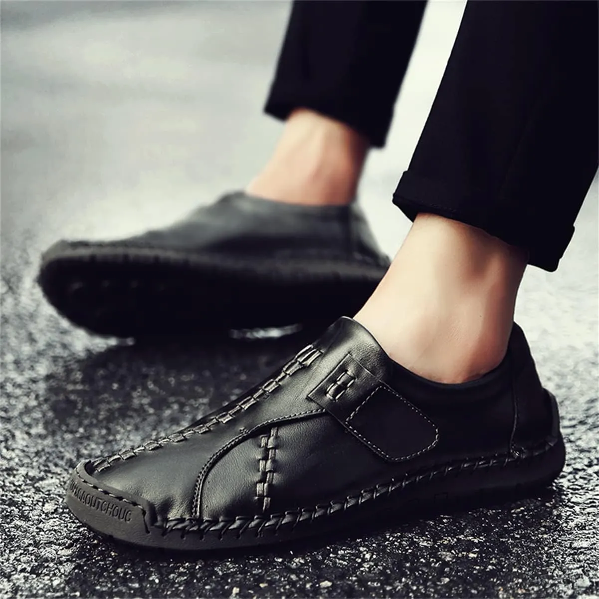 Men's Walking Driving Shoes Slip on Fashion Leather Sneakers Lightweight Breathable Casual Loafers
