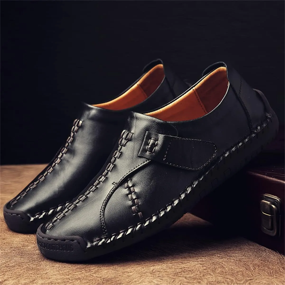 Men's Walking Driving Shoes Slip on Fashion Leather Sneakers Lightweight Breathable Casual Loafers