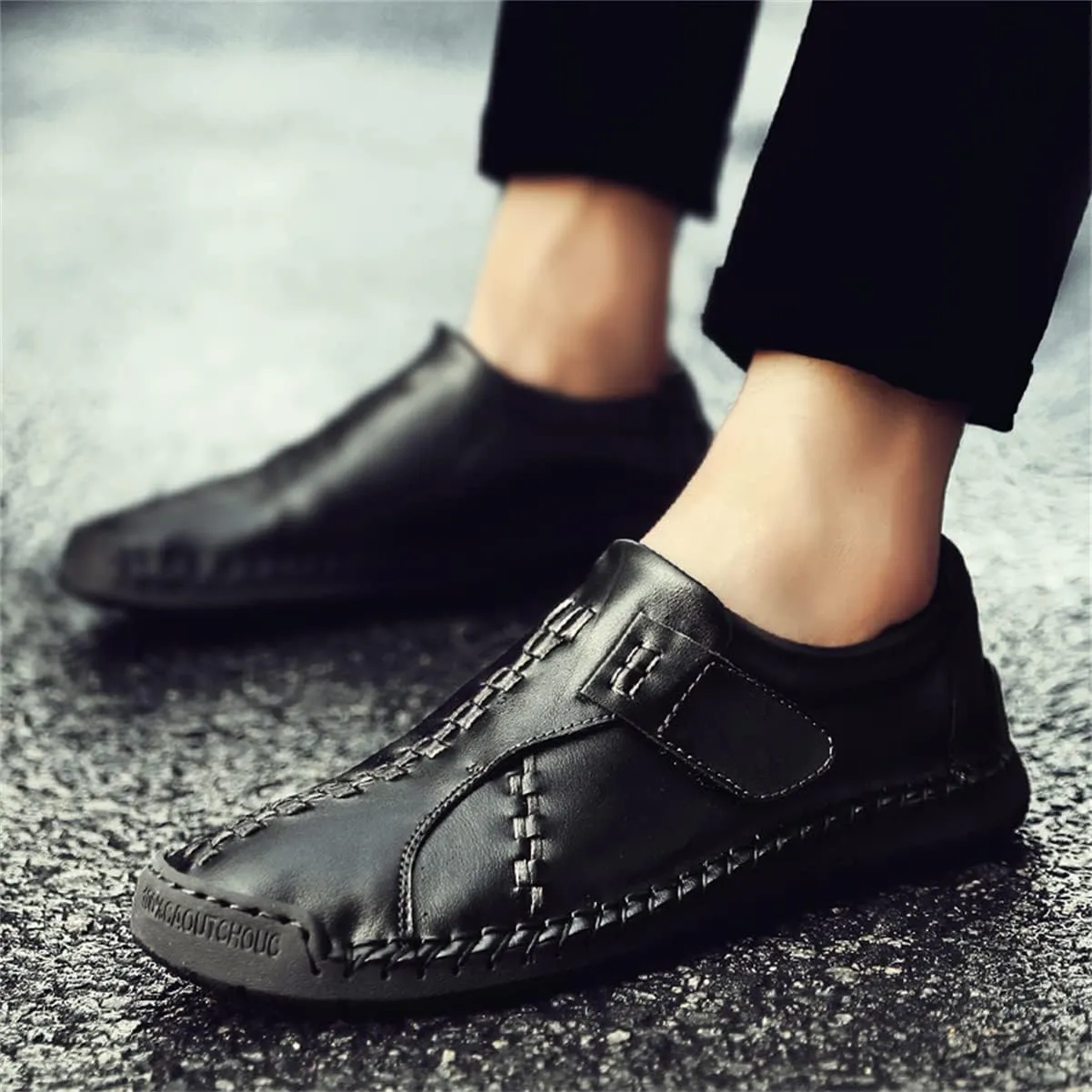 Men's Walking Driving Shoes Slip on Fashion Leather Sneakers Lightweight Breathable Casual Loafers