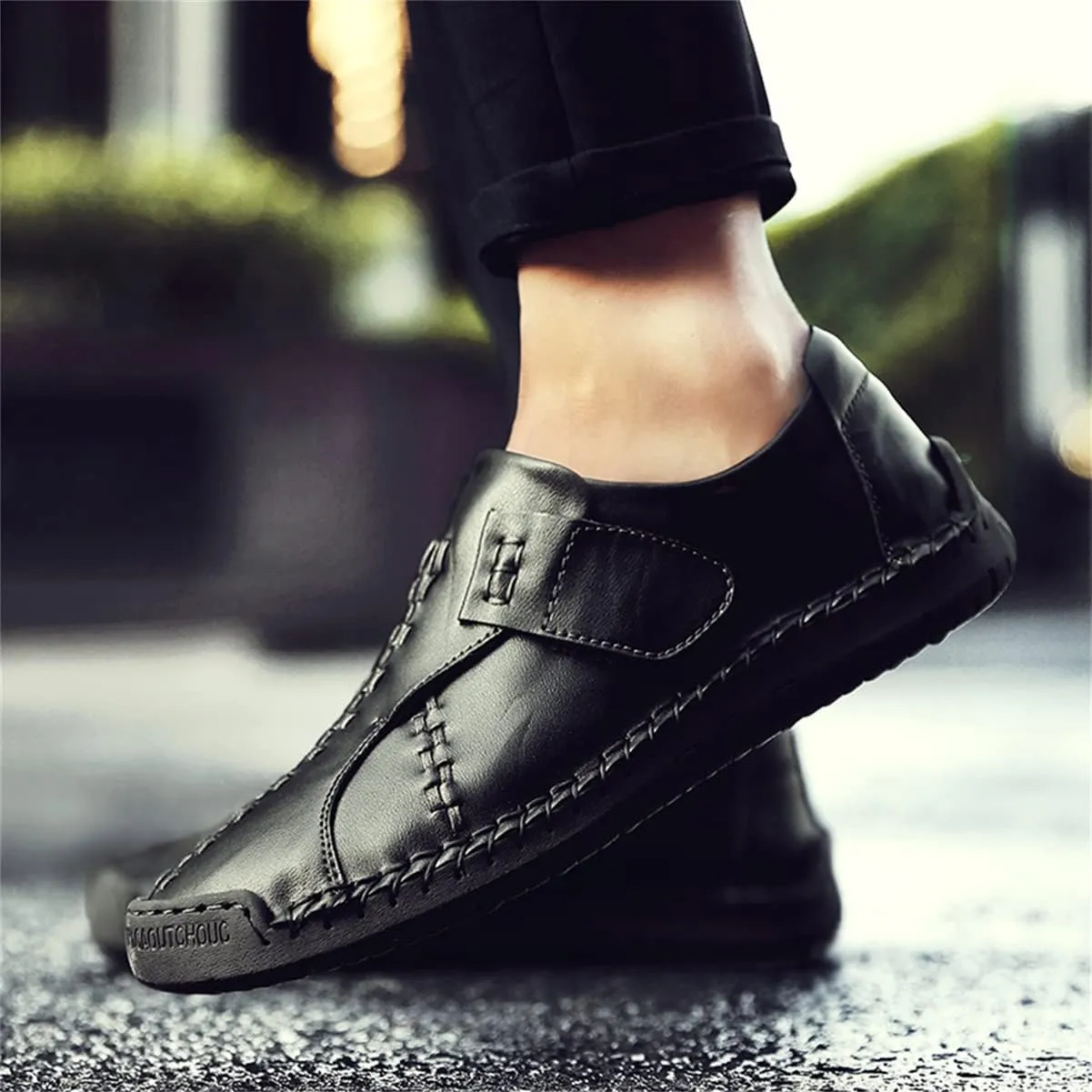 Men's Walking Driving Shoes Slip on Fashion Leather Sneakers Lightweight Breathable Casual Loafers