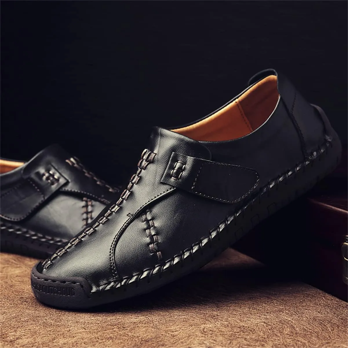 Men's Walking Driving Shoes Slip on Fashion Leather Sneakers Lightweight Breathable Casual Loafers