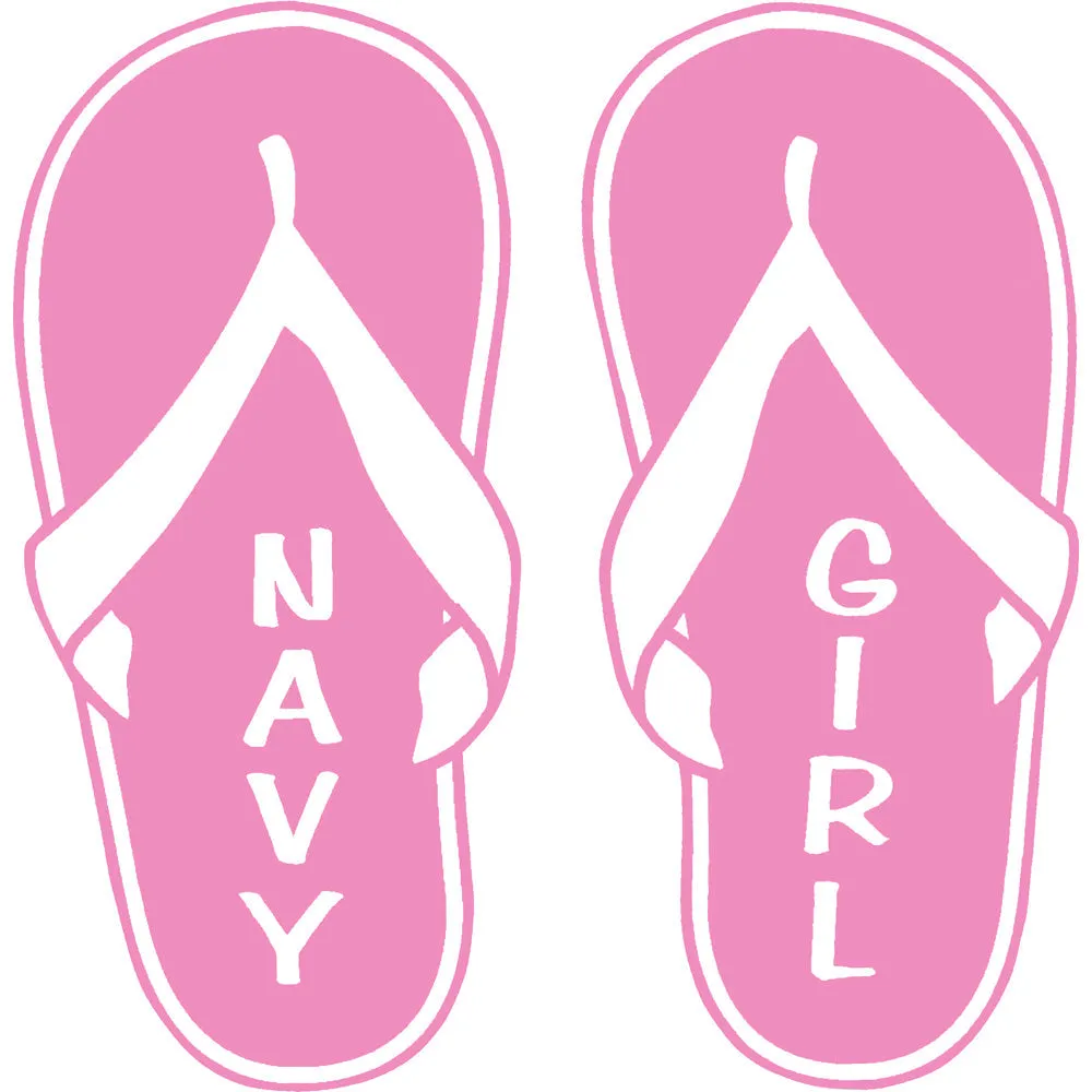 Navy Girl Pink Flip Flops 4" Vinyl Transfer
