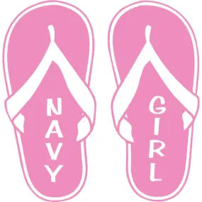 Navy Girl Pink Flip Flops 4" Vinyl Transfer