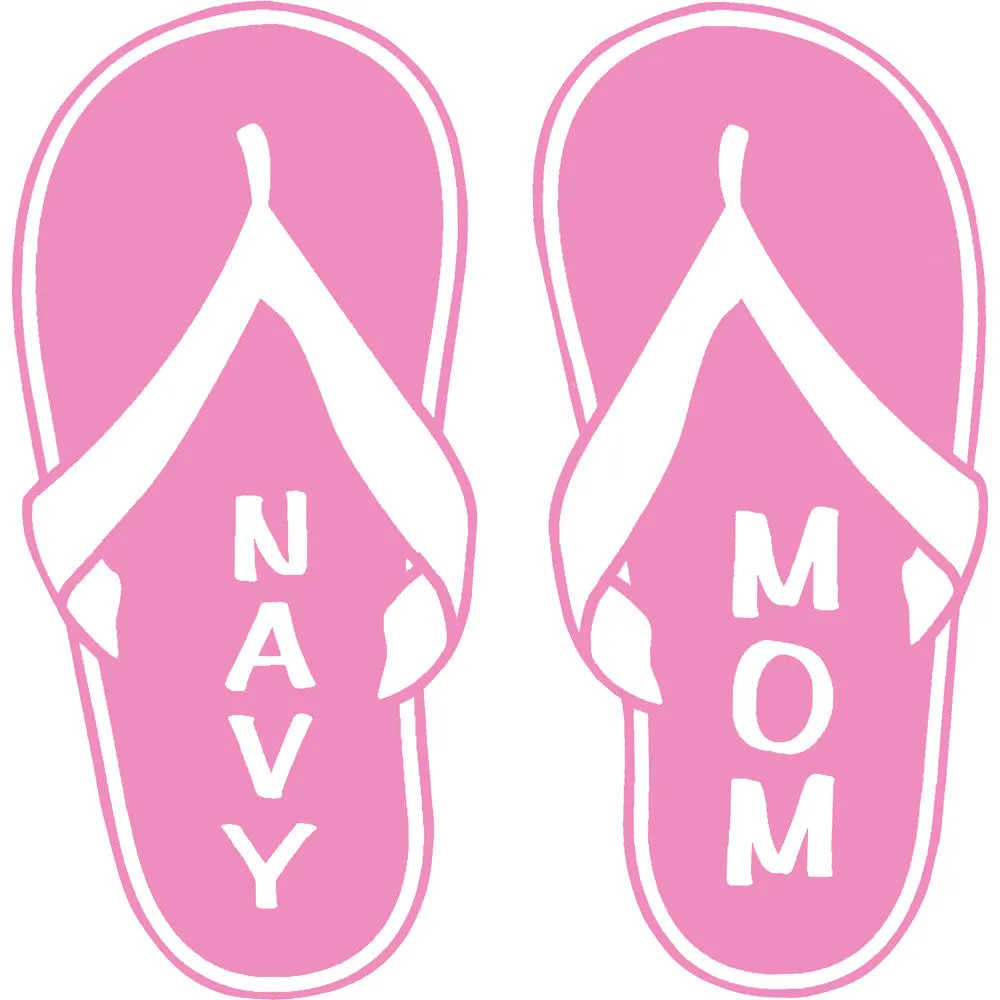 Navy Mom Pink Flip Flops 4" Vinyl Transfer