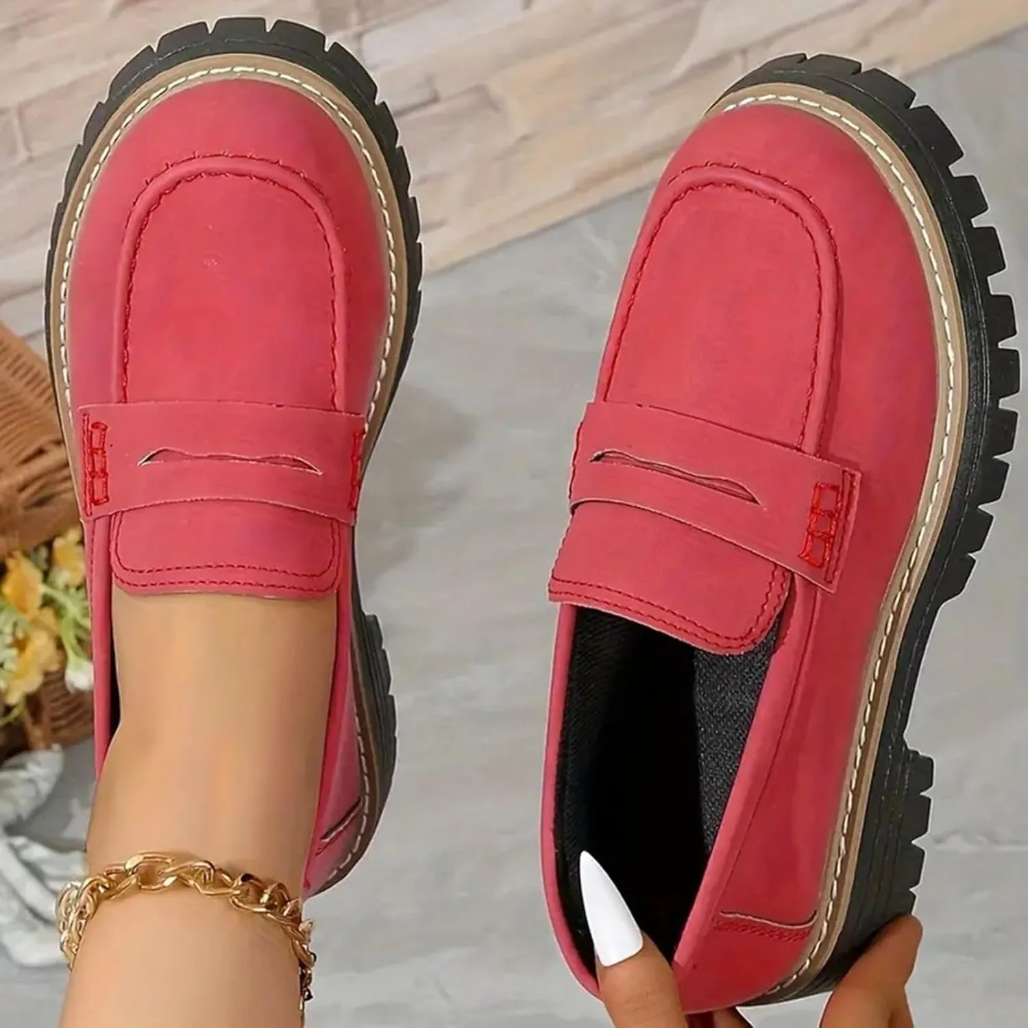 Orthoture-Orthopedic Platform Loafers Comfortable Slip Resistant Loafers with Breathable Arch Support Wide Toe Loafers