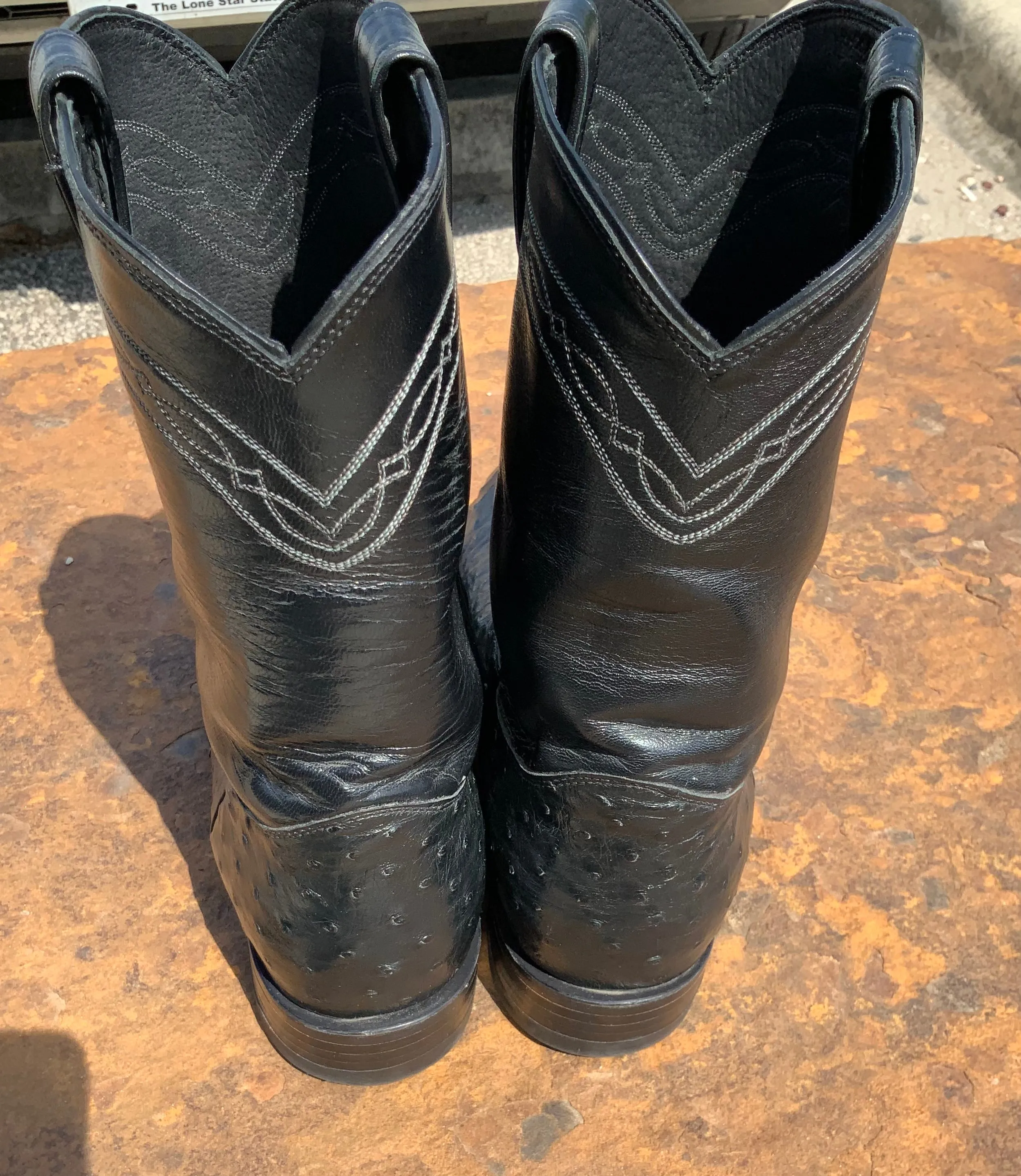 Ostrich Boots 13D Vintage Round Toe