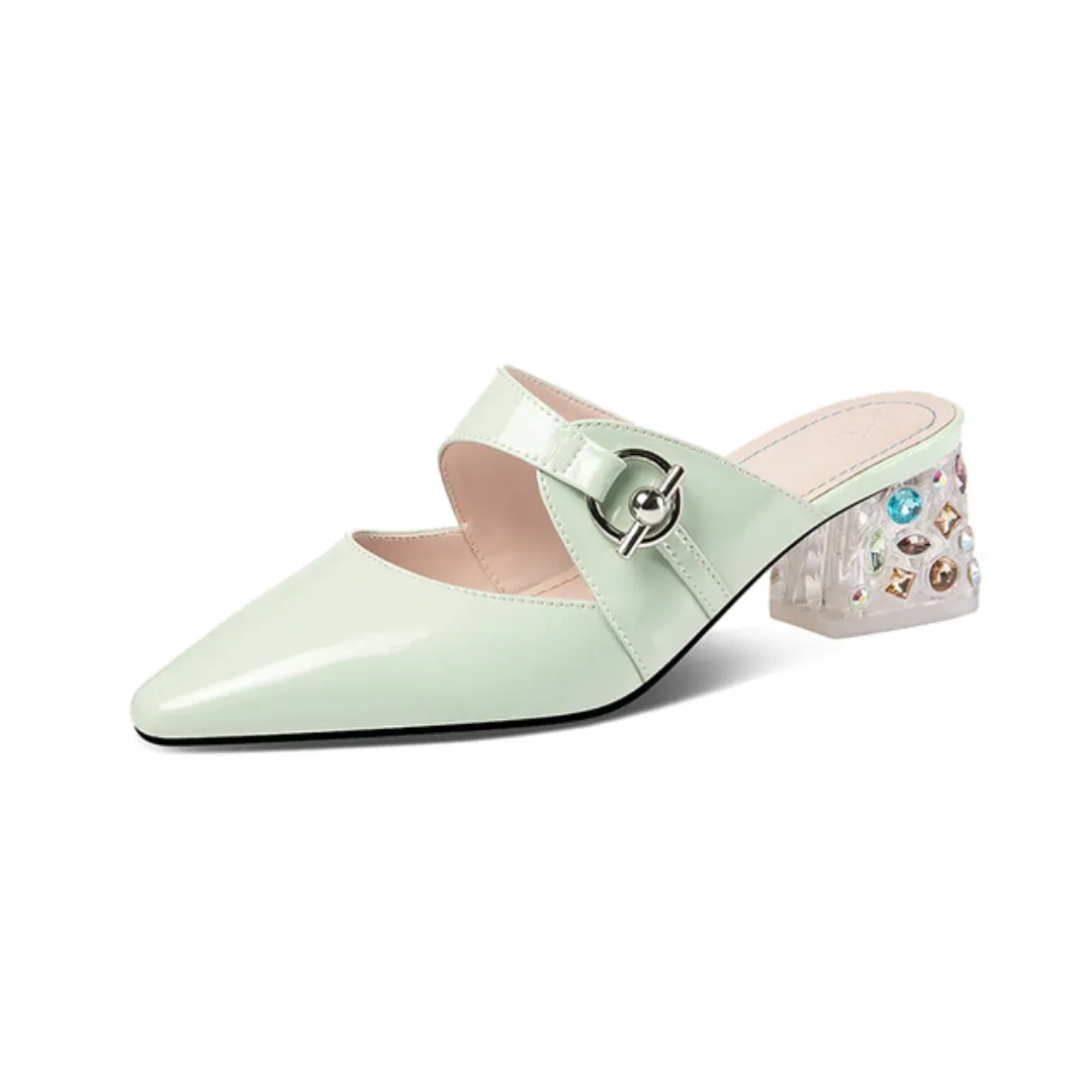 Piani Women's Elegant Genuine Leather Mules Shoes