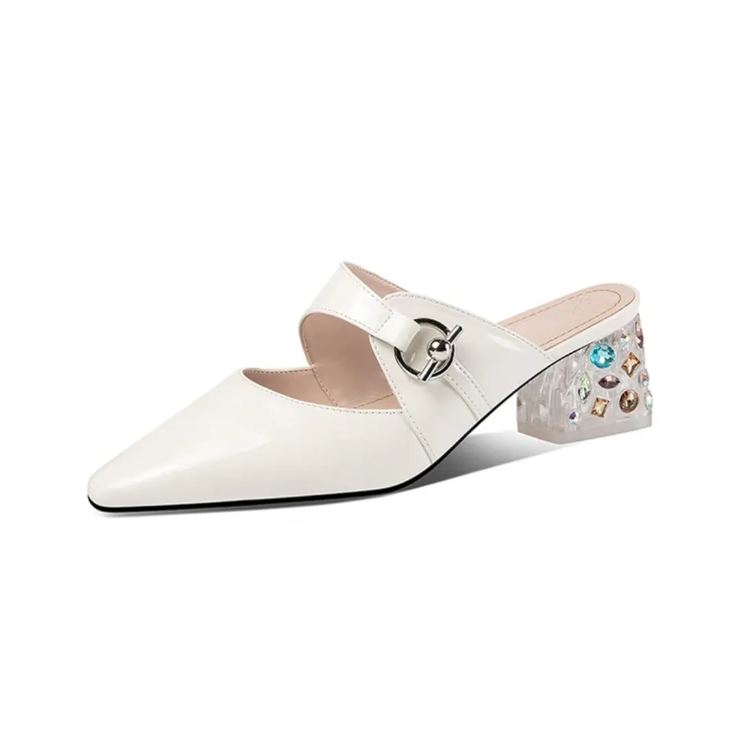Piani Women's Elegant Genuine Leather Mules Shoes