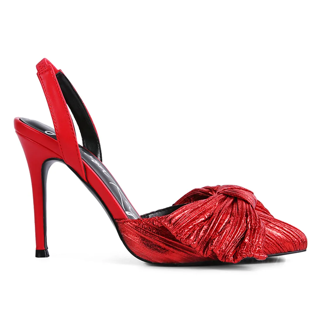 Red High Heeled Bow Slingback Sandals