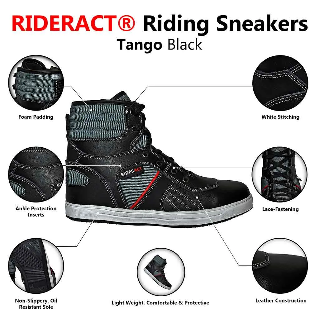 RIDERACT® Tango Men Motorbike Boots Black Motorcycle Sneakers